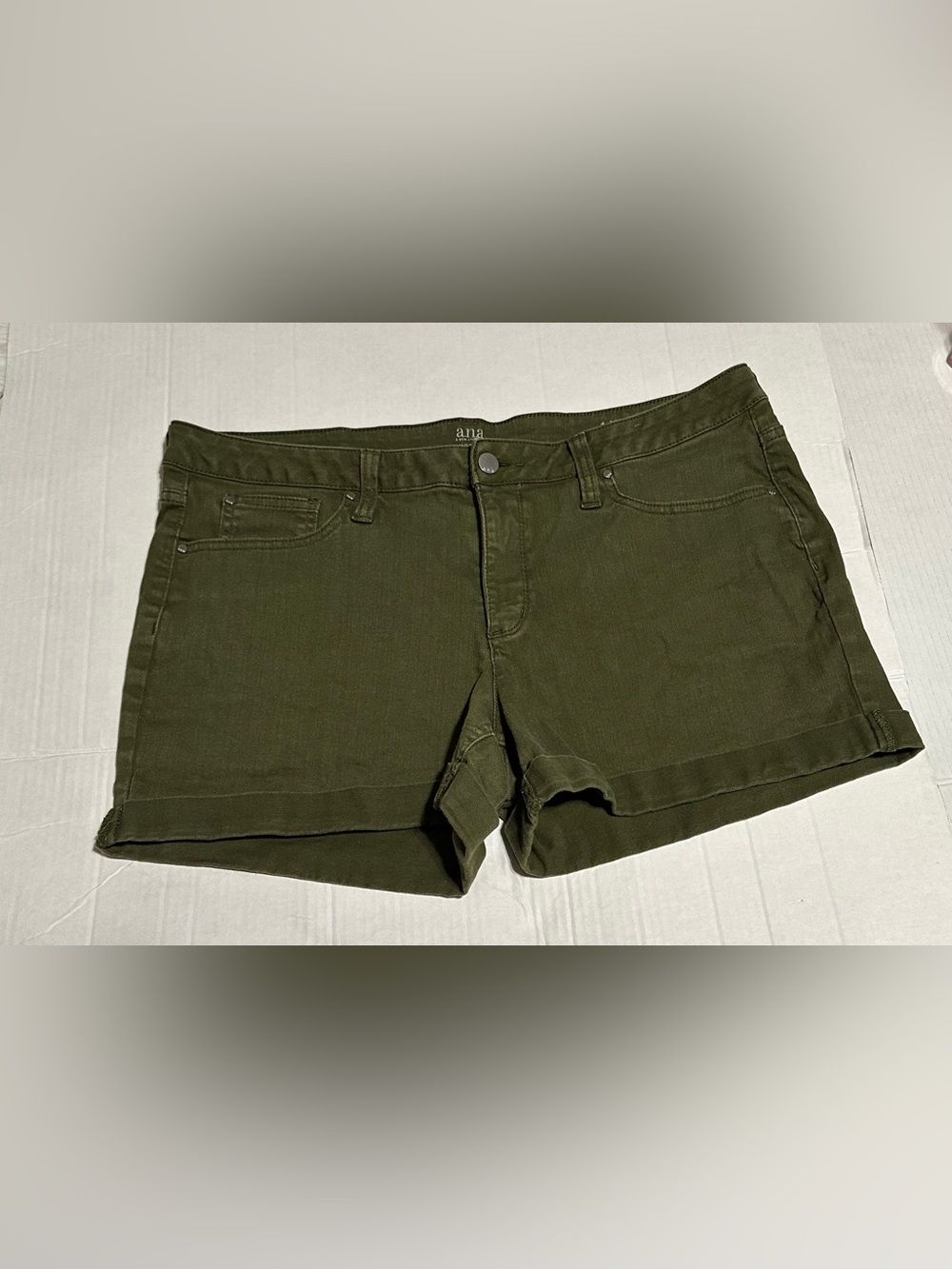 a.n.a Olive Green Denim Mid-Rise Women's Shorts